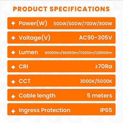 500W-1400W LED गुब्बारा लाइट IP65 50000 घंटे 360° ओमनी कवरेज